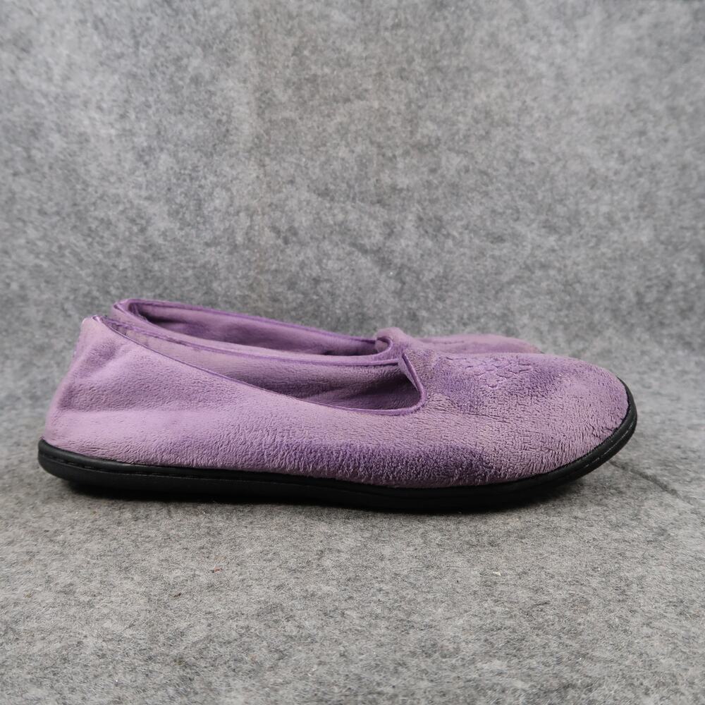 Dearfoams Shoes Womens 7 Slippers Loafer Flat Purple Plush Comfort Casual Medium